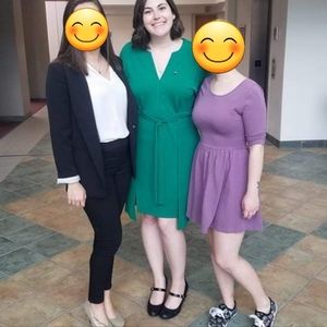 Green V Neck Short Sleeve Dress